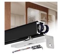 SXEVZOO Kit de Rail de Porte Coulissante Ouverte à Fermeture Douce, Rail en Aluminium 5/4,2/3,6/2,8/1,4m Montage Supérieur pour Placards, Cuisines, Balcons(Black,3.2m/10.5ft)