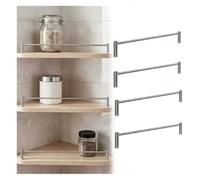 SXEVZOO Lot de 2/3/5 Barres de Inoxydable pour étagères Ouvertes en Bois, Barres de sécurité flottantes 33~110cm Long pour Cuisine et Chambre à Coucher(4 Pack,L56cm/22.0")