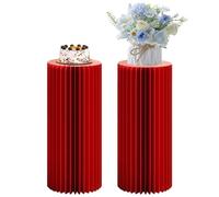 SXEVZOO Pliable Supports Cylindriques pour Parties, Lot De 1/2 Papier Rond Gâteau Présenter Tables Cylindriques, pour Célébration Centre De Table - Diamètre 28cm(Red,28x118cmx2pcs)