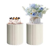 SXEVZOO Pliable Supports Cylindriques pour Parties, Lot De 1/2 Papier Rond Gâteau Présenter Tables Cylindriques, pour Célébration Centre De Table - Diamètre 28cm(Cream White,28x58cmx2pcs)