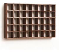 SXEVZOO Présentoir à Tasses à café surdimensionné, Étagères en Bois, Étagère à curiosités Rustique autoportante, Organiseur de Station de café, Support de Rangement Mural(40 Grid/113.5x71.5cm)