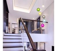 sxfcgs Lustre d'escalier duplex à 6 lumières, suspension créative, moderne et minimaliste, LED for salon, restaurant, boules à bulles, long, art nordique, personnalité, plafond(Multicolor)