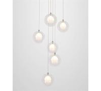 sxfcgs Lustre d'escalier duplex à 6 lumières, suspension créative, moderne et minimaliste, LED for salon, restaurant, boules à bulles, long, art nordique, personnalité, plafond(Clear)