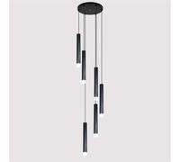 sxfcgs Lustre long for escalier, éclairage suspendu, créatif, moderne, personnalité, restaurant, simple, forme cylindrique droite, for cuisine, salon, couloir, bar(6Lights35x150cm)