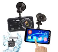 SXFJF Car Dash Cam, Full HD Double Caméra Dash HD 1080P Night Vision Voiture DVR avec 4 Pouces À Écran Tactile, avec 170 ° Grand Angle, Support D'enregistrement en Boucle, G-Sensor,Noir