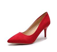 SXFJF Hauts Chaussures Femmes Talon, Dames De La Cour des Femmes Chaussures Bout Pointu Peu Profond Pompes Stiletto, en Cuir Verni Intelligent Work Party,Rouge,40