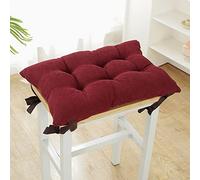 SXGCH Lot de 2 Coussins de Chaise, Coussins de siège rectangulaires, Coussins de Tabouret Super Doux, Coussins de siège carrés avec Attaches pour Petits tabourets, école, Bureau (Rouge, 25 x 35 x