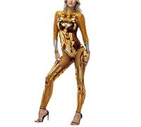 SXHEYUY Body Adulte à imprimé drôle doré Cosplay Halloween,d'or,S