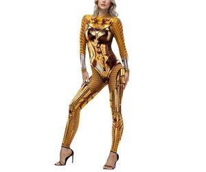 SXHEYUY Body Adulte à imprimé drôle doré Cosplay Halloween,d'or,S