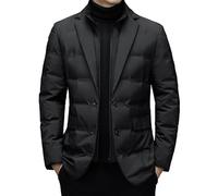 SXHEYUY Doudoune d'hiver pour Hommes, Manteau Blazer Chaud, vêtements d'hiver d'affaires, Manteau en Duvet léger ajusté Formel,Noir,M