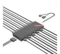 Sxhlseller 10 Port Argb Fan Hub, PWM Argb Fan Hub avec 10 PWM et 10 Ports Argb, Prend en Charge Les Ventilateurs Argb, Les Bandes de Lumière Argb et Plus, Synchronisée avec des Ports 5V