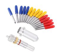 Sxhlseller 15 Pièces Lames de Cutter en Acier au Tungstène avec Support, | Jeu de lames de coupe en vinyle, 30 45 60 degrés, convient au traceur de découpe , arbre de 1.5mm, carbure de tungstène