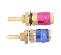 Sxhlseller Adaptateur de Gaz Refroidi à L'eau Rapide avec Bouchon en Laiton, Ensemble de Connecteurs Rapides Faciles à Transporter pour Torche de Soudage PTA DB MIG TIG, 2 Adaptateurs en Laiton (6MM)