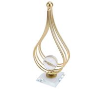 Sxhlseller Boule de Cristal en Forme de Goutte d'eau avec Support en Fer, Sphère Transparente, Décoration de Bureau pour la Maison, Le Bureau, Base d'affichage Minimaliste Dorée, Cadeau de