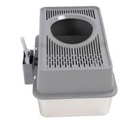 Sxhlseller Box Litière pour Chats en Acier Inoxydable, Bac à Litière pour Chat Semi-fermé Anti-éclaboussures avec Scoop de Couvercle pour Les Grands, Littéraux de Plate-bai
