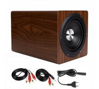 Sxhlseller Caisson de Basses Actif, Haut-Parleur de Basses Profondes Actif 6,5 Pouces 100 W Couleur Chêne avec Structure Acoustique de Renforcement du Sol pour Home Cinéma (Prise UE)