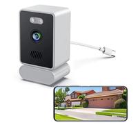 Sxhlseller Caméra de sécurité 2K pour Fenêtre, Caméra Intérieure 3 MP avec Wi-FI et Bluetooth, Installation Facile Grâce à Son Adhésif, Détection de Mouvement par IA, Sirène 100 DB, Audio