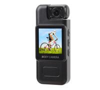 Sxhlseller Caméra Portée sur Le Corps Vidéo 4K, Objectif Rotatif à 180 ° Grand Angle 130 °, Détection de Mouvement, Caméra Portable à écran de 1,3 Pouces pour Le Cyclisme de sécurité