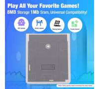 Sxhlseller Cartouche de Jeu Réinscriptible avec Horloge en Temps Réel pour Console GBC, 8 Mo de Stockage, 1 Mo de RAM pour Game Boy Player, Faible Consommation D'énergie, Blanc Transparent