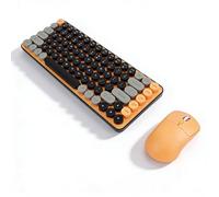 Sxhlseller Clavier et Souris sans Fil, 2,4 GHz, Style Machine à écrire Rétro, Clavier Rond, 85 Touches, sans Fil avec Deux Modes, Design Ergonomique, Touches Personnalisables