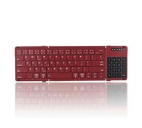 Sxhlseller Clavier sans Fil Pliable avec pavé Tactile Sensible et pavé Numérique, Conception à 3 Volets, 3 Canaux Bluetooth pour Tablette de Bureau de Voyage (Wine Red)