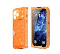 Sxhlseller Coque Magnétique pour 17 Pro, TPU IP68 Résistant à l'eau et à la Poussière, avec Porte-Cartes, Miroir de Maquillage et Passant pour Cordon, Protection Intégrale à 360°, Finition (Orange)