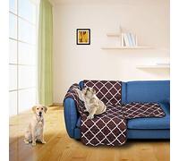 Sxhlseller Coussin de canapé en Polyester pongé Double Face pour Animaux de Compagnie, Tapis de canapé Résistant à l'usure pour la Décoration de la Maison, Coussin rayé café foncé (Simple 53 cm *