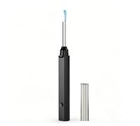 Sxhlseller Cure-oreille LED, Outil de Nettoyage de Cérumen avec Lumière LED et Embout en Silicone Souple, Cuillère électrique Rechargeable pour Examen Familial des Oreilles, du Nez et de la (BLACK)