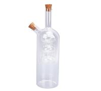 Sxhlseller Distributeur d'huile d'olive et de Vinaigre 2 en 1, Bouteille en Verre avec Double Bec Verseur et Bouchons en Bois pour le Rangement de la Cuisine, Récipient Style 1 (Style 3)