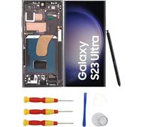 Sxhlseller Écran Tactile OLED pour Galaxy S23 Ultra S918U S918W US Version avec Cadre, Taille d'origine et Fonction D'empreinte Digitale, Kit de Remplacement D'écran Entièrement assemblé avec