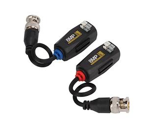 Sxhlseller Émetteur-récepteur Balun Vidéo Passif 4K 8MP pour Caméra AHD CVI TVI CVBS, Interface BNC-M avec Support de Transmission CAT 5e/6 pour une stabilité Claire du Signal en Temps Réel