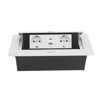 Sxhlseller Encastrable Tableau de Bureau Prise avec Ports USB C et Type C | Hub d\'alimentation étanche pour salle de conférence, 16 A 4 000 W, acier inoxydable et matériau PC, couvercle à