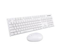 Sxhlseller Ensemble Clavier et Souris sans Fil 2,4 G, Claviers D'Ordinateur Pleine Taille 104 Touches avec Souris Ergonomiques Profilées pour PC, Ordinateur Portable, Bureau, économie (White)