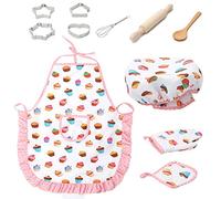 Sxhlseller Ensemble D'Accessoires de Cuisine pour Filles, Ensemble de Jeu de Cuisine Sûr et Non destiné aux Enfants, Costume de Jeu de Rôle de Chef Professionnel, pour Cadeaux d'anniversaire de