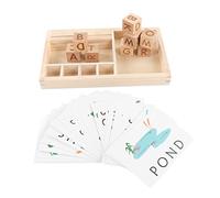 Sxhlseller Ensemble de Blocs en Bois Alphabet pour Les Tout-Petits |8 Blocs ABC avec 30 Cartes éducatives, Tableau de des Lettres, Jouet pour Enfants, Apprentissage de l'orthographe