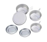 Sxhlseller Ensemble de Bols et Assiettes en Aluminium Léger de Camping pour la Randonnée, la Cuisine de Pique-nique pour les Amateurs de Plein Air, 2 Couvercles de 14,5 Cm de Diamètre, 3 Bols,