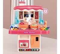 Sxhlseller Ensemble de Jouets de Cuisine Rose pour Enfants 31 Pièces Jeu évier Four Réfrigérateur Téléphone adapté aux Petits Chefs de Plus de 3 Ans Plastique ABS