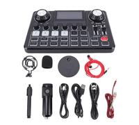 Sxhlseller Ensemble de Microphones Podcast, Micro à Condensateur avec Bras de Perche et Carte de Mixage Sonore pour Enregistrement sur PC, avec écran LED Réglable et Effets de Réverbération