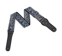 Sxhlseller Ensemble de Sangles de Guitare Brodées Bleu Gris Durable avec Lanière D'épaule et Kit de Boucle Antidérapante pour Joueurs de Guitare électrique, Longueur de 39 à 61 Pouces