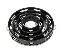 Sxhlseller Ensemble de Tambourin à Main en Bois Massif 4-10 Pouces |Tambour Jingle à Double Rangée avec Cloche Antirouille, Bord Lisse pour Adultes et Enfants, Performance Musicale (noir blanc)