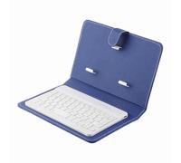 Sxhlseller Étui Clavier Bluetooth Universel pour Téléphones |Housse de Clavier sans Fil avec Support, Portefeuille Amovible en Cuir PU Résistant aux Chocs pour Smartphone iOS Bleu (Blue)