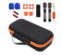 Sxhlseller Étui pour Microphone sans Fil, Sac de Rangement pour 2 Micros Standard jusqu'à 23 Cm, avec Compartiment Supérieur en Maille pour Câbles Adaptateur Récepteur, Piles