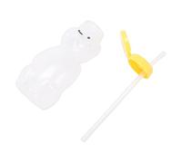 Sxhlseller Gobelets Ours avec Pailles en Silicone, Bouteilles Anti-fuite Polyvalentes de 230ML pour Enfants, 4 Pièces (Couvercle jaune)