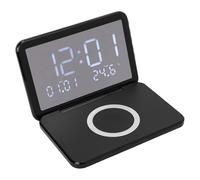Sxhlseller Horloge de Charge sans Fil 15W Miroir LED Miroir de la Conception de la LED avec pavé de Chargement Rapide pour Le Miroir de Maquillage de Bureau de Nuit (Black)