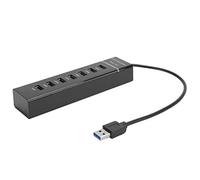 Sxhlseller Hub USB 3.0, Répartiteur 7 Ports avec Indicateur LED Bleu Haute Vitesse 5 Gbit/s Compatible avec Ordinateur Portable, Surface Pro, PC, Clé USB, Disque Dur Mobile, Etc.