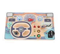 Sxhlseller Jouet de Volant en Bois pour Enfants, Centre d'activités de Conduite éducatif pour l'apprentissage Précoce avec Fonctionnalités Simulées pour Les Compétences Cognitives des Tout-Petits
