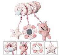 Sxhlseller Jouet en Peluche en Spirale d'activité pour bébé, Jouet en Peluche en Spirale d'activité de Berceau, Suspendu pour Poussette de bébé, avec Miroir éléphant Lapin Ours Cochon Styles, pour