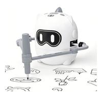 Sxhlseller Jouet Robot de Peinture, Robot de Dessin Interactif avec 100 Cartes, Outil d'apprentissage Créatif pour Enfants, Compétences en écriture, Jouet éducatif ABS Sûr (White)
