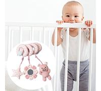 Sxhlseller Jouet Suspendu éléphant Mignon pour Poussette |Peluche Spirale éducative avec Miroir pour Siège d'auto et Berceau pour bébé (Pink)