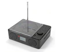 Sxhlseller Lecteur CD Portable Rétro, Double Haut-Parleur Stéréo Bluetooth HiFi avec 7 Modes de Lecture CD Bluetooth FM USB AUX Fibre, Télécommande de 4,6 M, Batterie 4000 MAh, Design